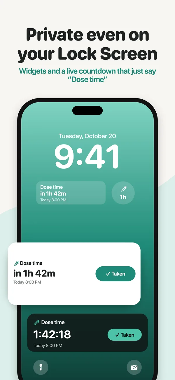 Lock Screen widget and Live Activity counting down to the next dose